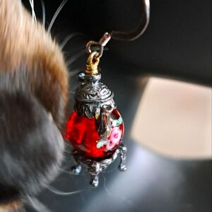Red and Silver Beaded Earrings